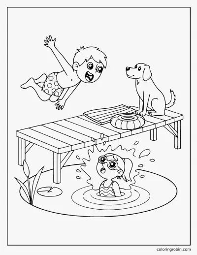 Jumping Off the Dock coloring page