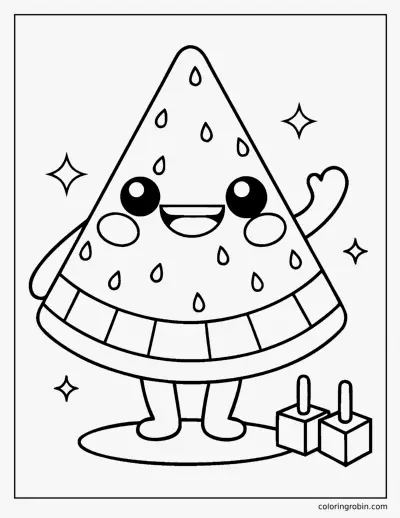 Kawaii Watermelon Slice coloring page
