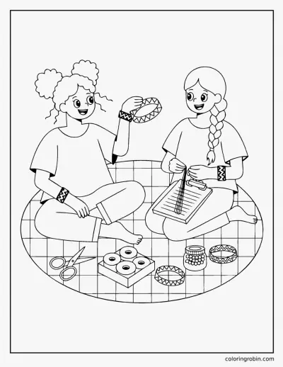 Making Friendship Bracelets coloring page