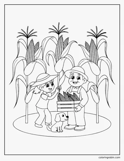 Picking Sweet Corn coloring page