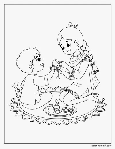 Raksha Bandhan coloring page