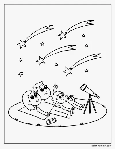 Watching the Meteor Shower coloring page