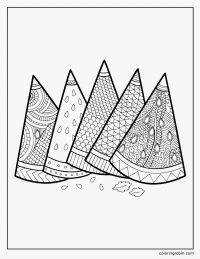 Zentangle Watermelon Slices coloring page