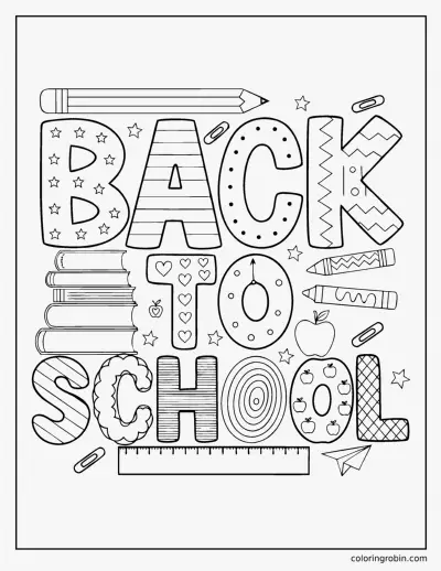 Back to School Lettering coloring page
