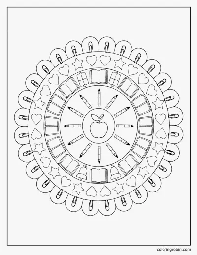 Back to School Mandala coloring page