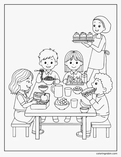 Lunchtime at School coloring page