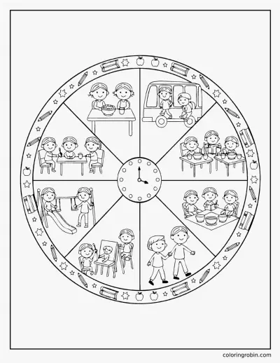 My School Day Wheel coloring page