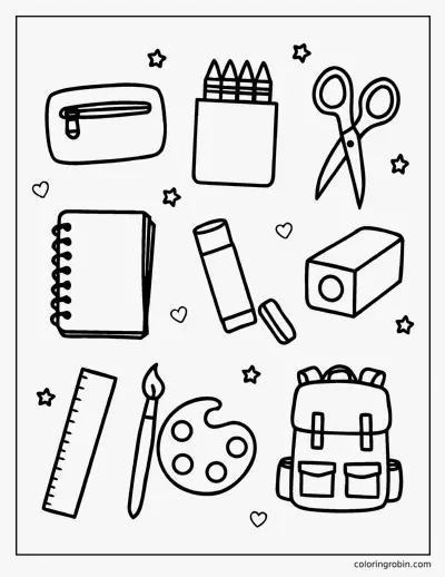 My School Supplies coloring page