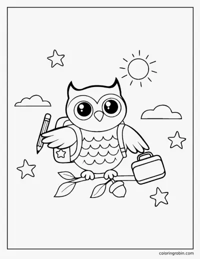 Owl Ready for School coloring page
