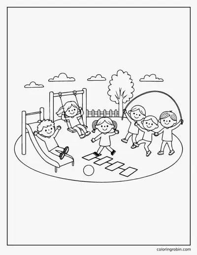 Playtime in the Playground coloring page