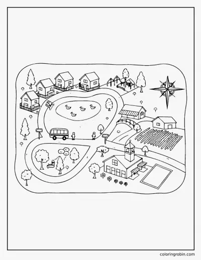 School Bus Route Map coloring page