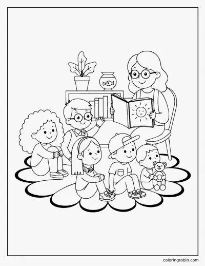 Story Time in Class coloring page