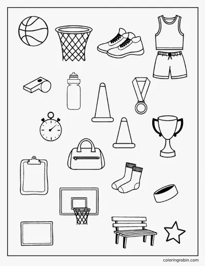 Basketball Doodle Page coloring page