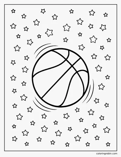 Basketball with Stars coloring page