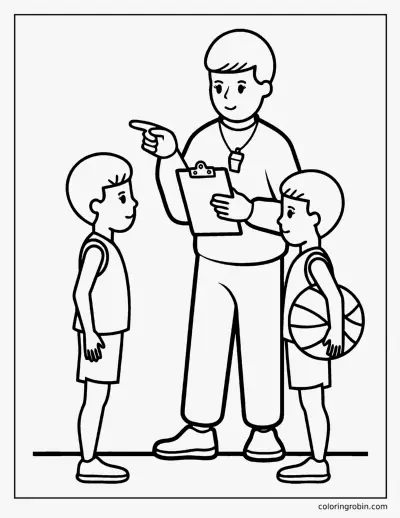 Coach and Players coloring page