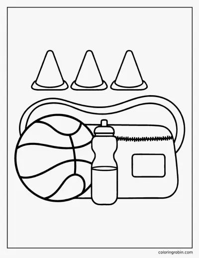 Kit Bag and Cones coloring page