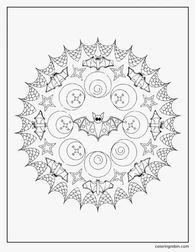 Bat Mandala coloring page