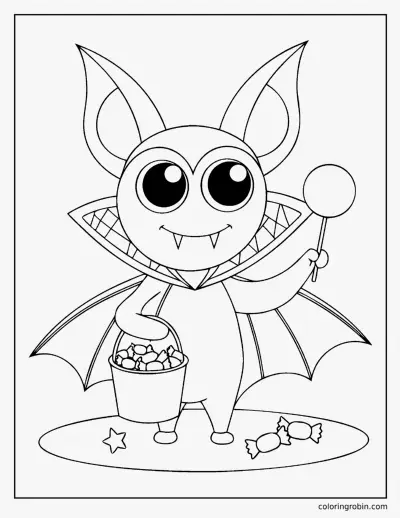 Bat Trick or Treating coloring page