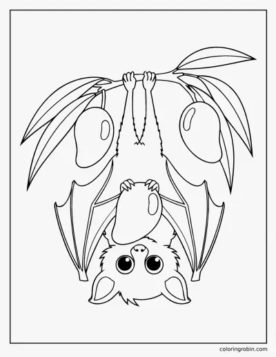 Fruit Bat Eating a Mango coloring page