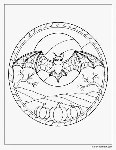 Stained Glass Bat coloring page