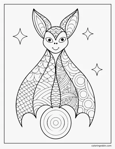 Zentangle Bat coloring page