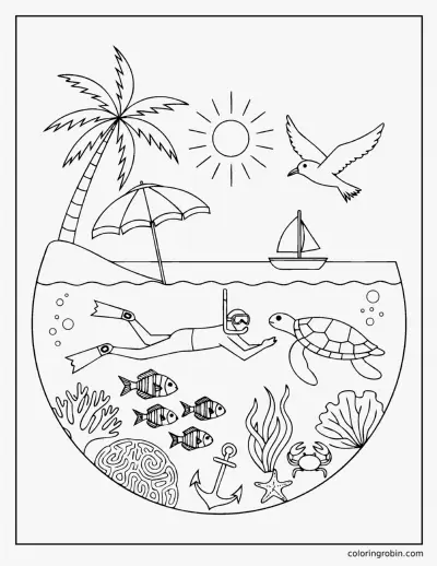 Above and Below the Waves coloring page