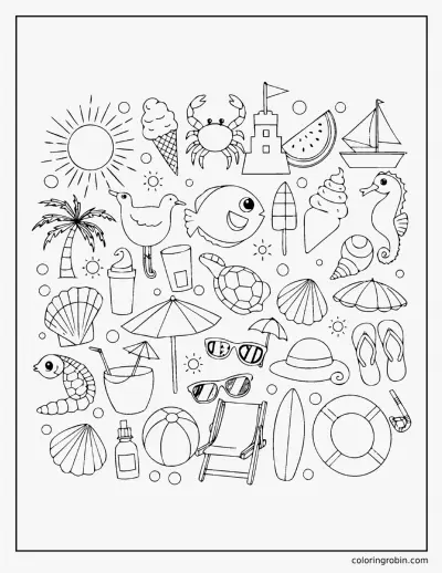 Beach Doodle Page coloring page