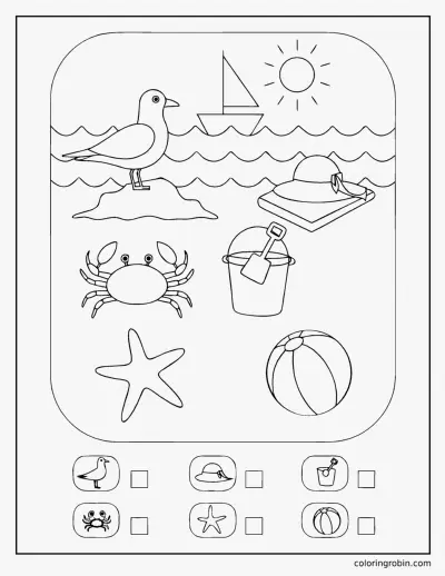 Beach Scavenger Hunt coloring page