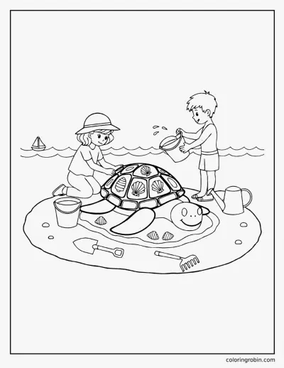 Building a Sand Turtle coloring page