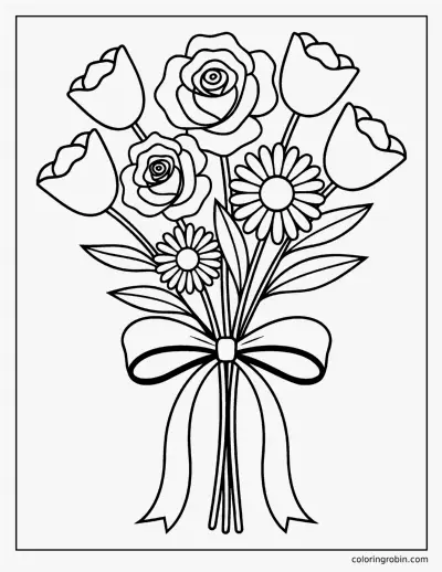 Bow with Flowers coloring page