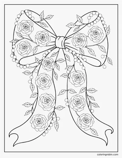 Bow with Roses coloring page