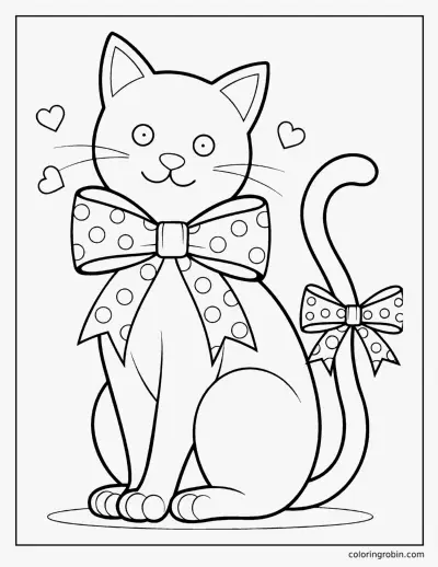 Cat with a Bow coloring page