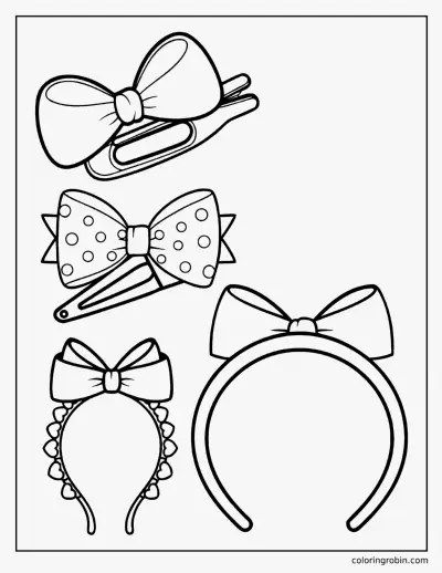 Hair Bows and Clips coloring page