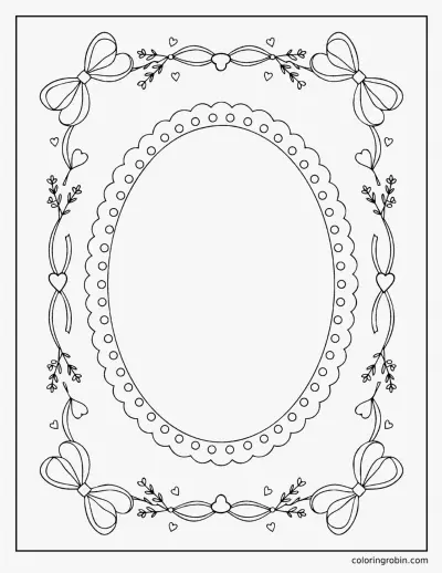 Lace and Bows Frame coloring page