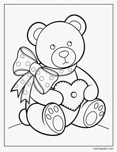 Teddy Bear with a Bow coloring page