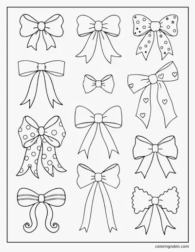 Twelve Small Bows coloring page