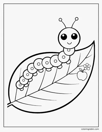 Caterpillar on a Leaf coloring page