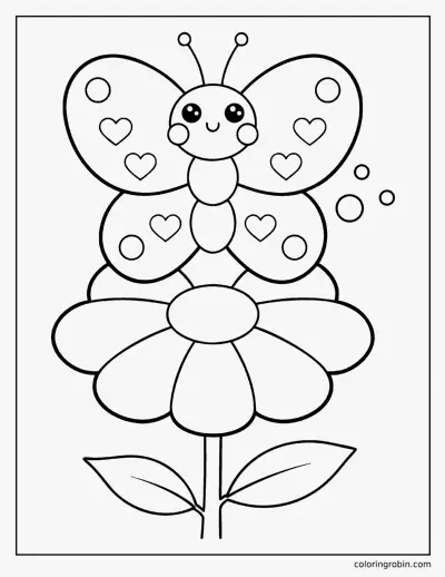 Cute Kawaii Butterfly coloring page