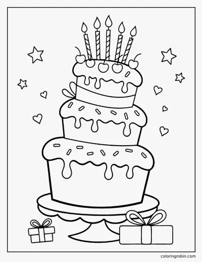 Big Birthday Cake coloring page