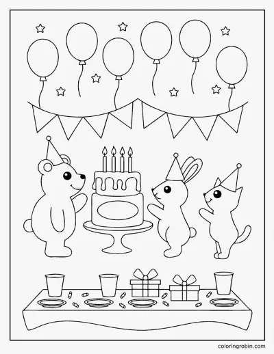 Birthday Party Cake coloring page