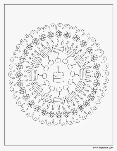 Cake Mandala coloring page