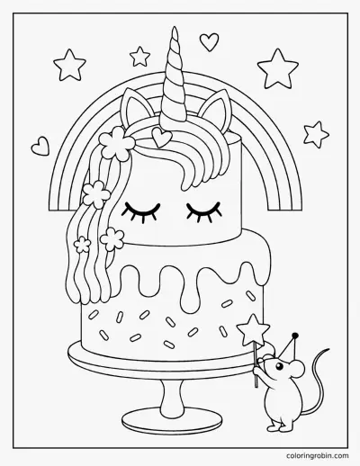 Unicorn Cake coloring page