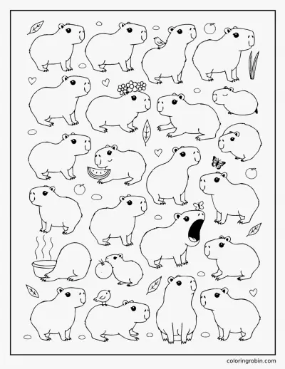 Capybara Doodle Page coloring page
