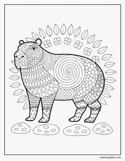 Patterned Capybara coloring page