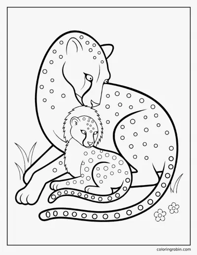 Cheetah and Cub coloring page