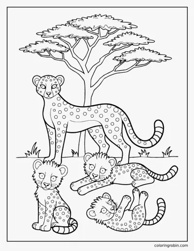 Cheetah Family coloring page