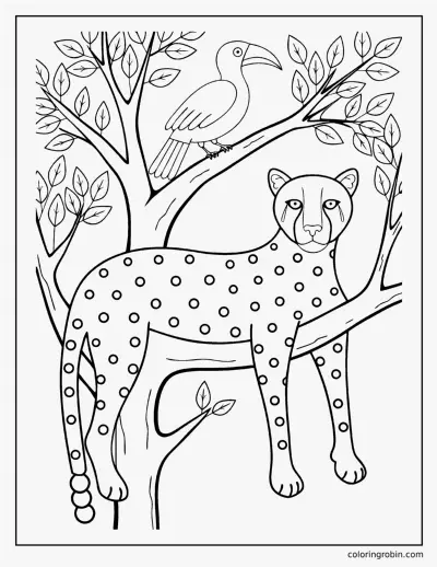 Cheetah in a Tree coloring page