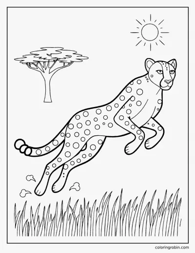 Running Cheetah coloring page