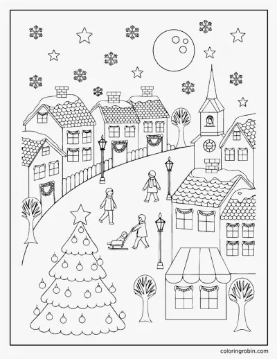 Christmas Village coloring page