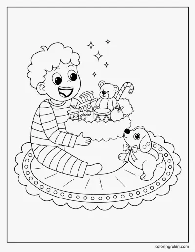 Christmas Morning Stocking Surprise coloring page